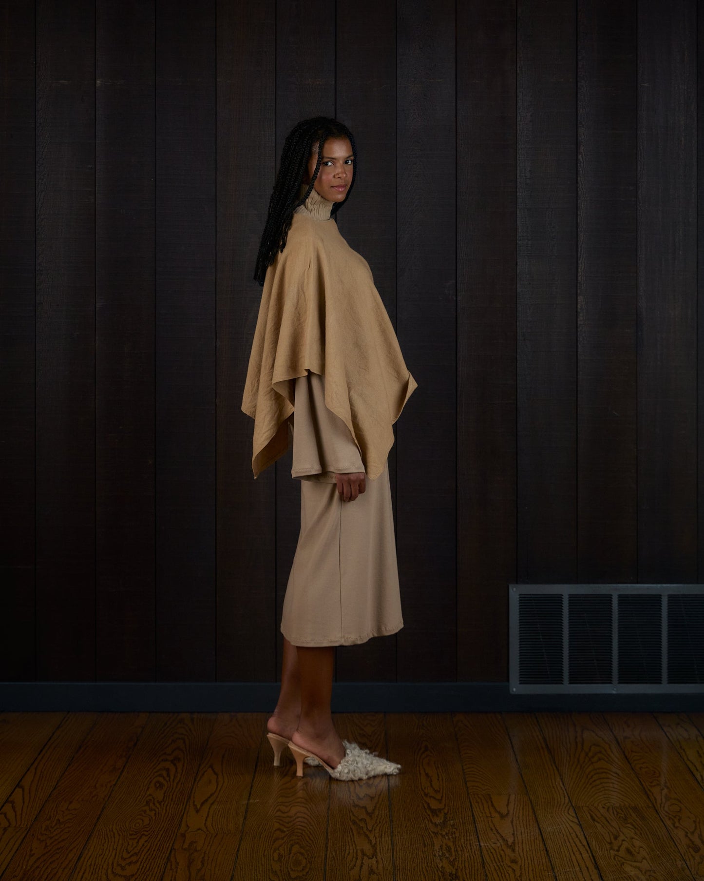 Turtleneck Poncho in Climate Beneficial™ Wool