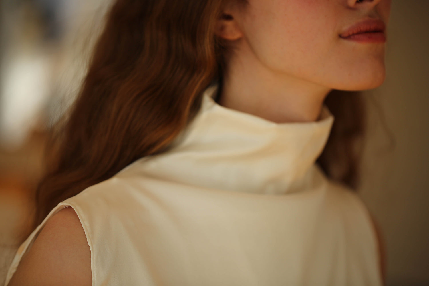 Seamless Funnelneck Sleeveless in Undyed Silk Charmeuse