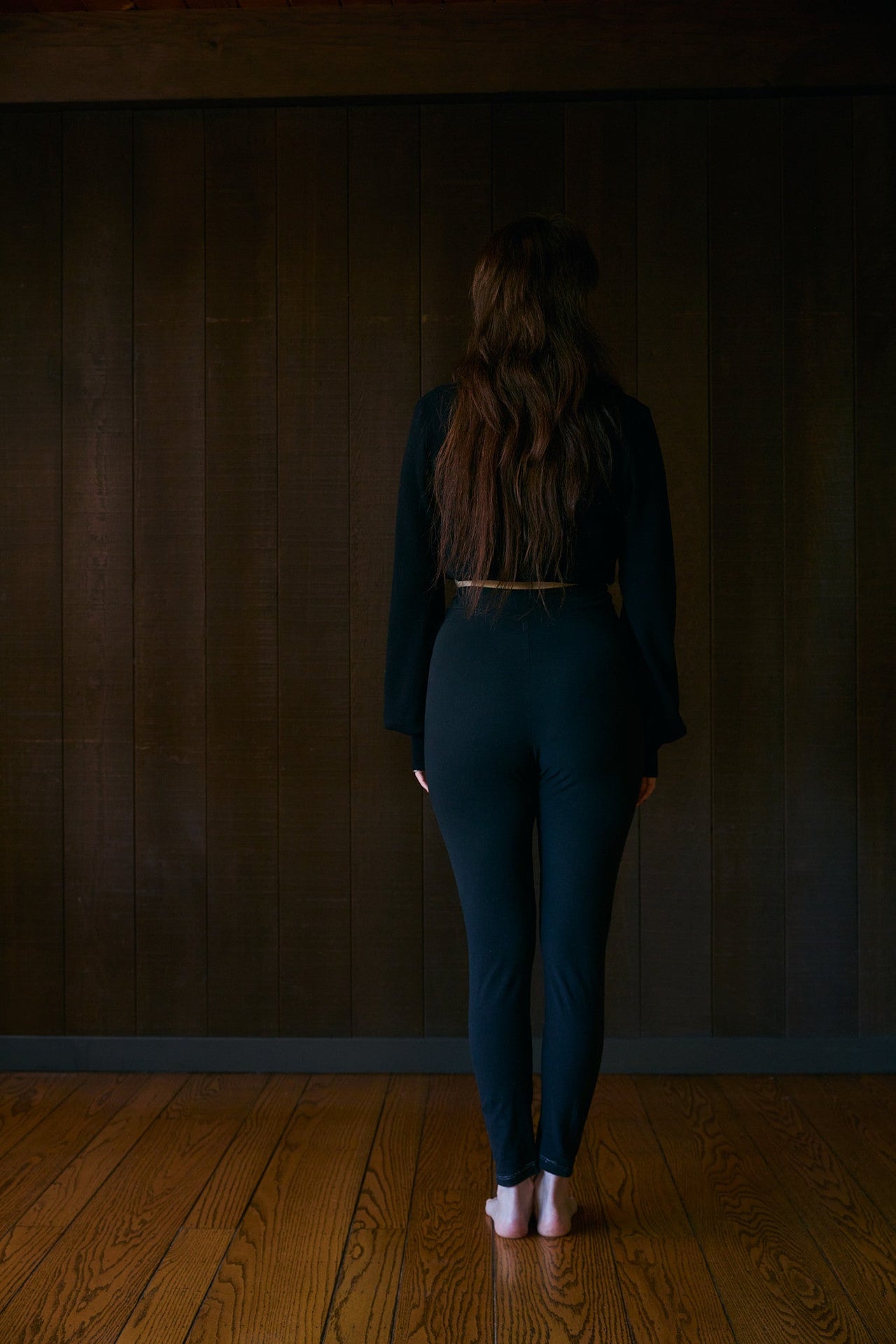 Cropped Bishop Sleeve Thermal in US Organic Cotton Waffleknit