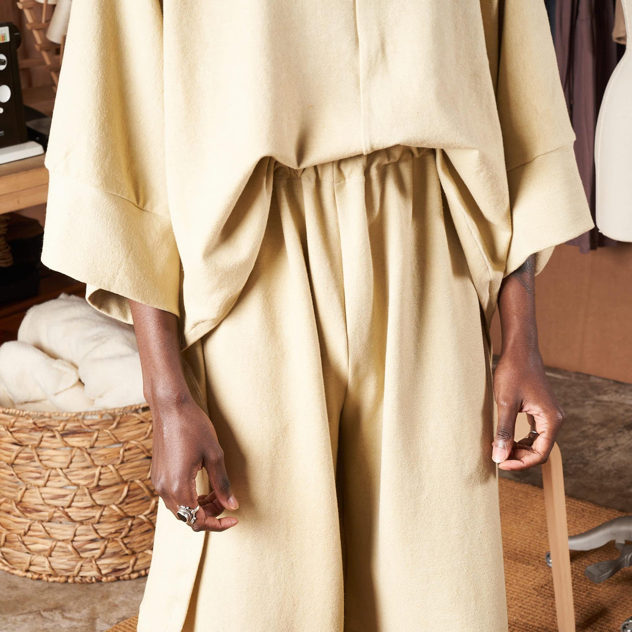 Highwaist Wide Leg Drape Pant in US Organic Cotton Jersey