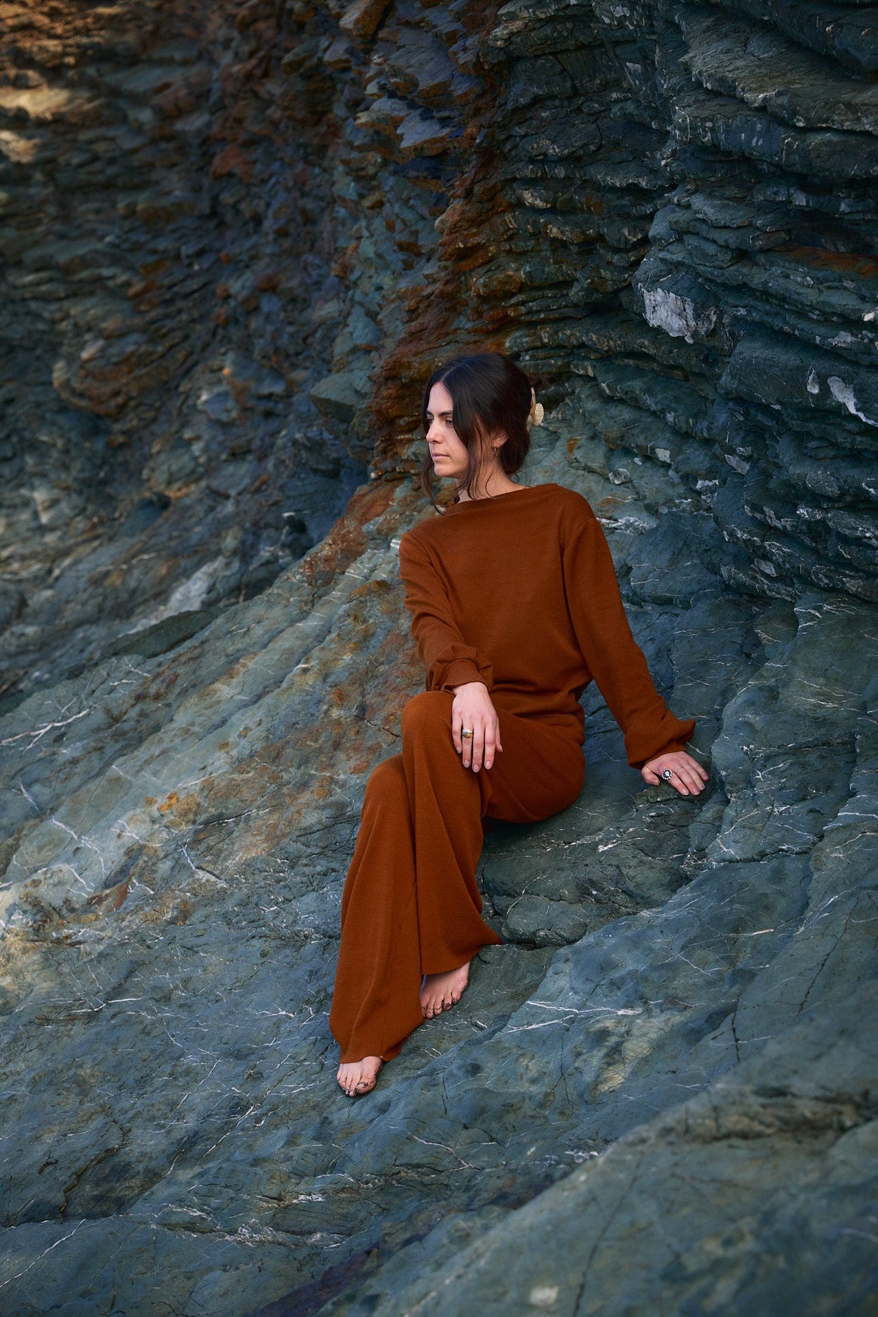 Kolibri Highwaist Wide Leg Pant in Rocky Mountain Merino Wool