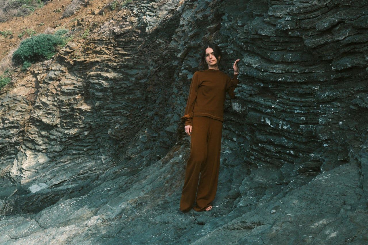 Kolibri Highwaist Wide Leg Pant in Rocky Mountain Merino Wool