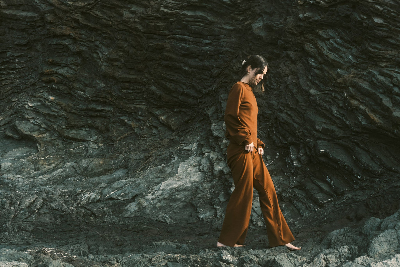 Kolibri Highwaist Wide Leg Pant in Rocky Mountain Merino Wool