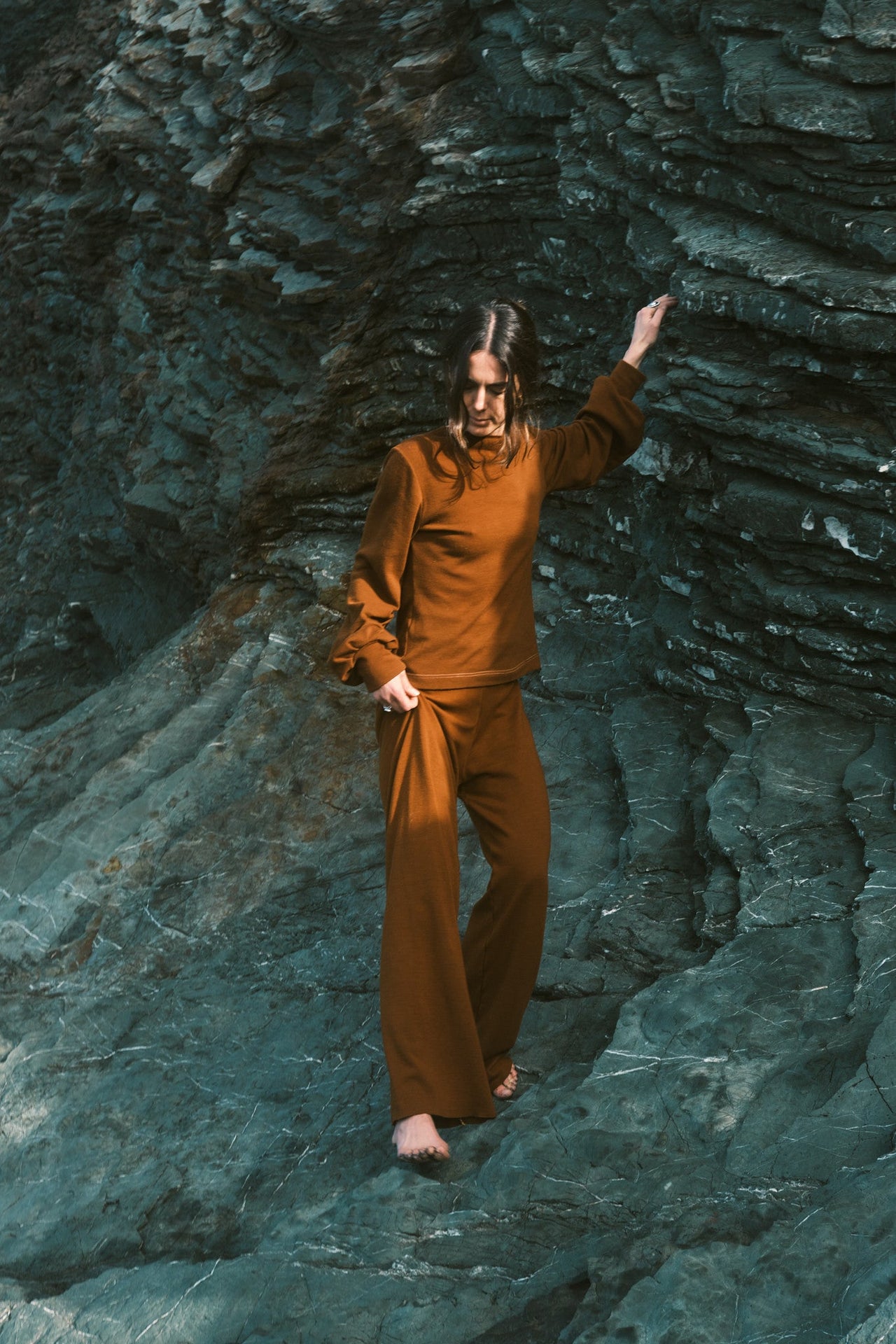 Kolibri Highwaist Wide Leg Pant in Rocky Mountain Merino Wool