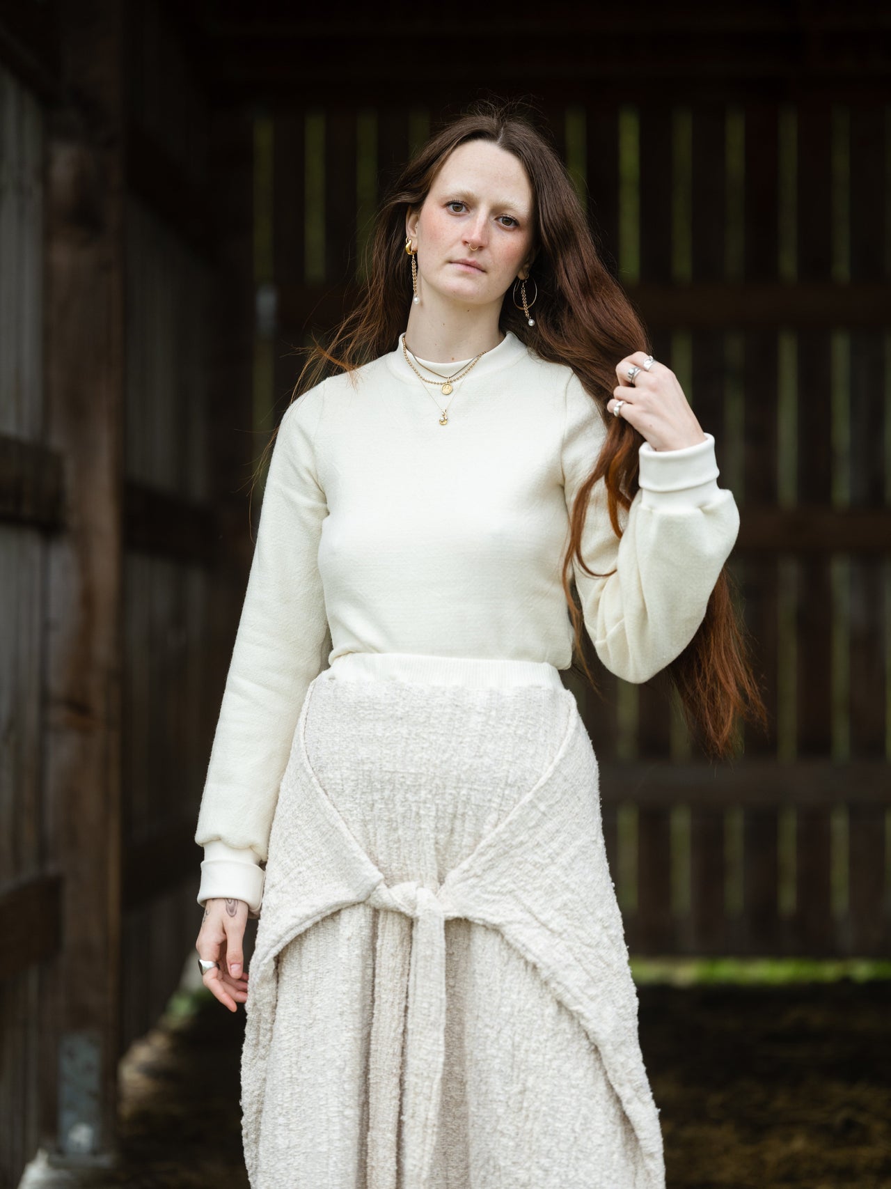 Meisje Maxi A-line Tie Skirt in Organic Handwoven Cotton
