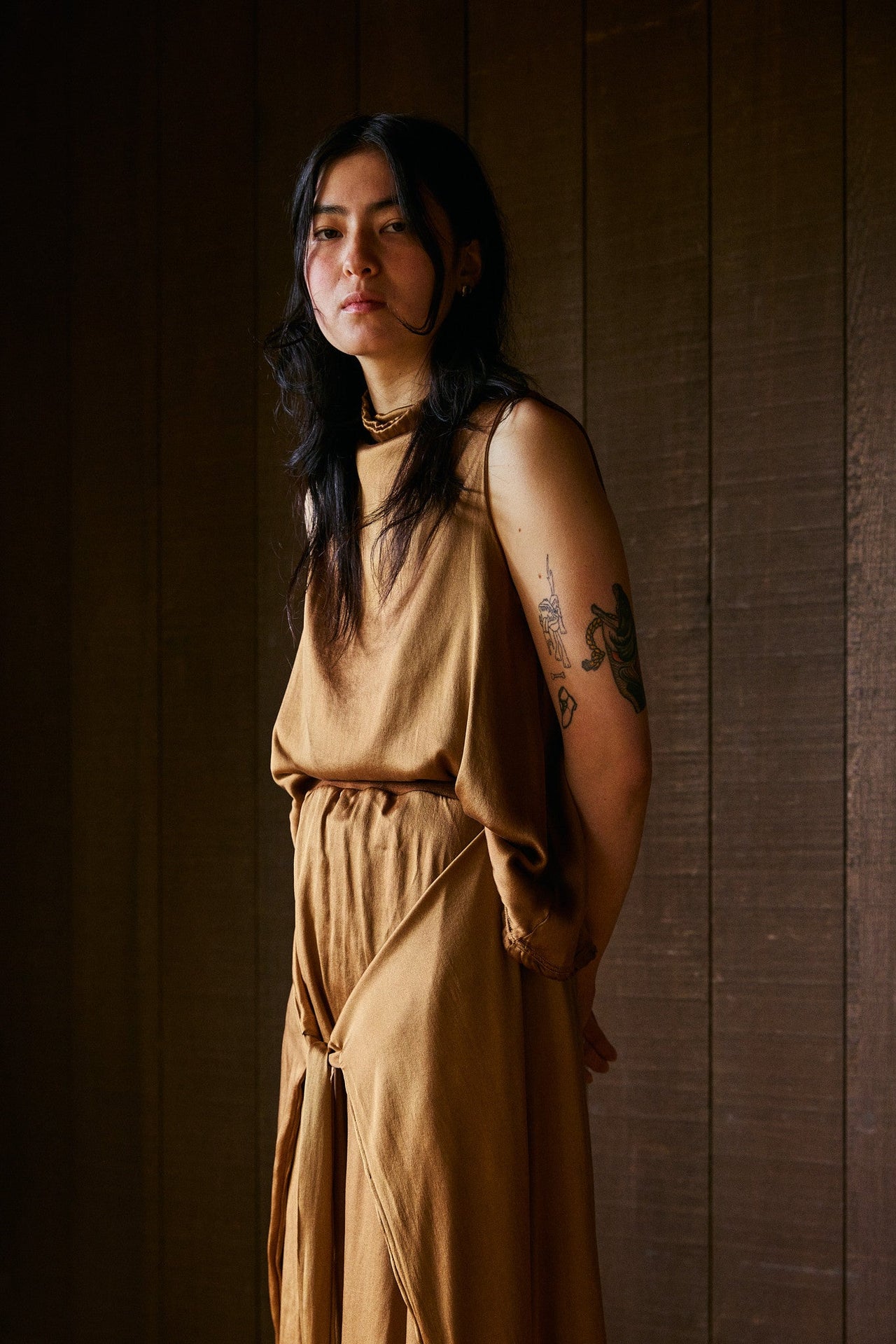 Meisje Maxi A-line Tie Skirt in Silk Charmeuse