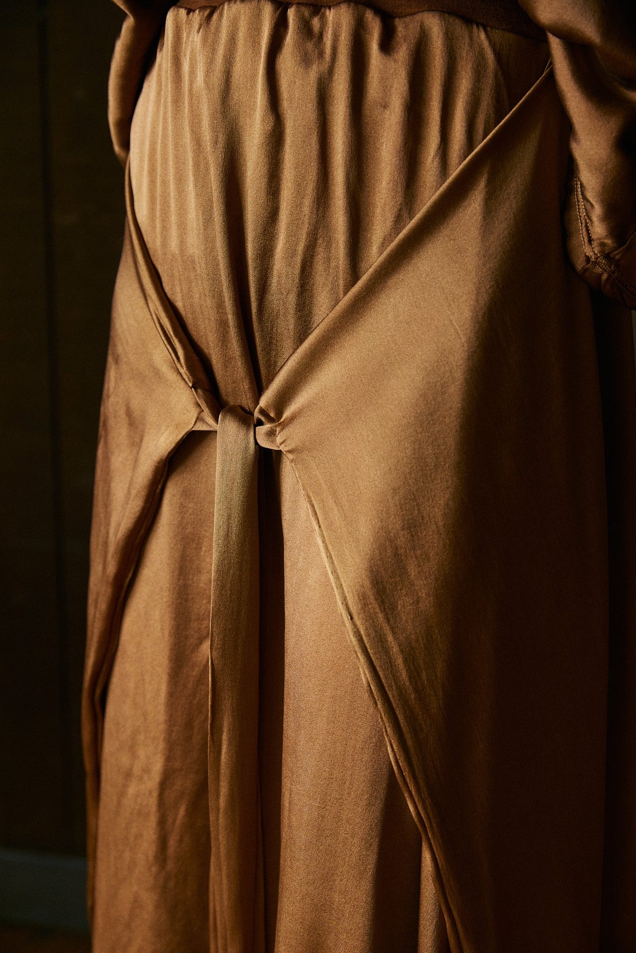 Meisje Maxi A-line Tie Skirt in Silk Charmeuse