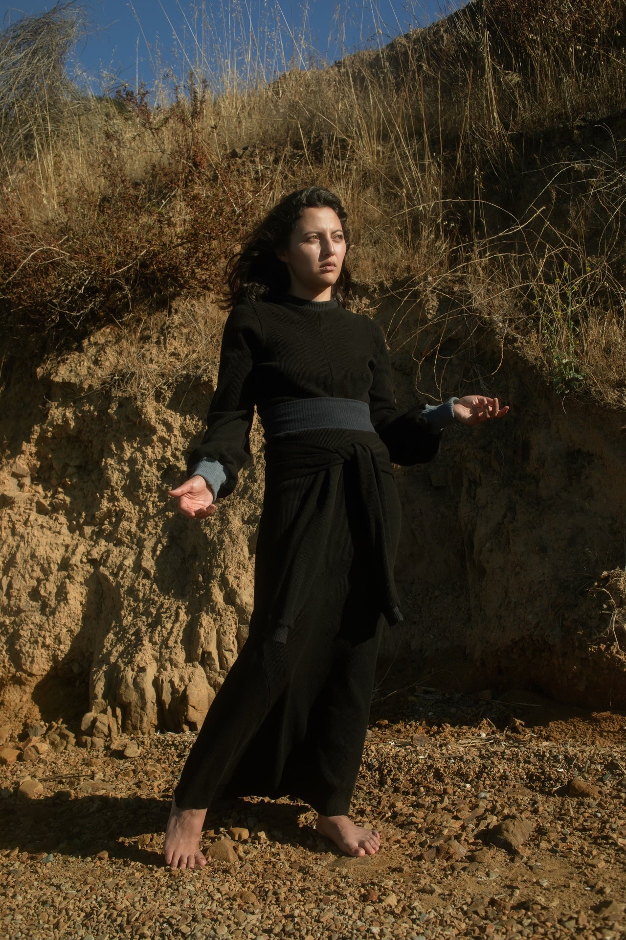 Natvand Bishop Sleeve Mockneck in US Organic Cotton Waffleknit