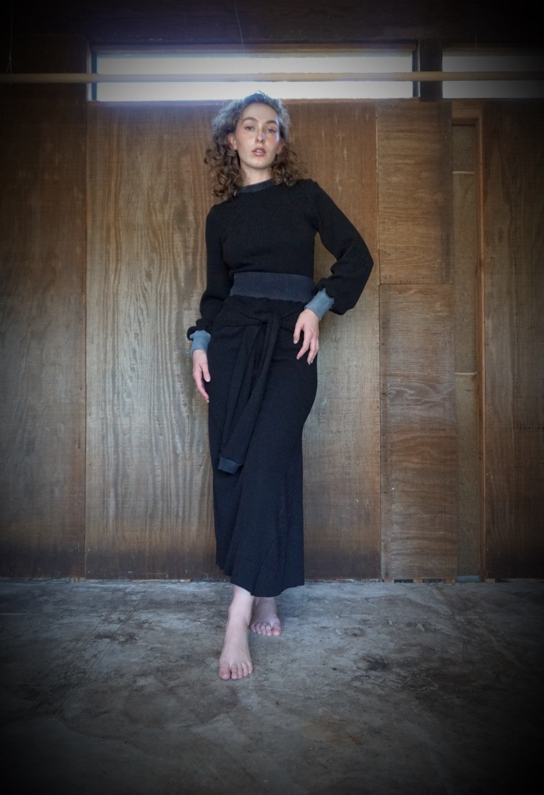 Natvand Bishop Sleeve Mockneck in US Organic Cotton Waffleknit