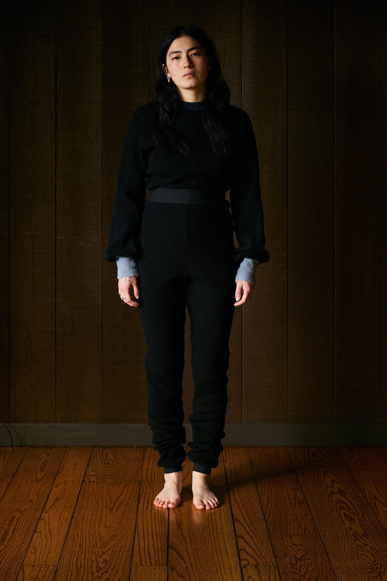 Natvand Bishop Sleeve Mockneck in US Organic Cotton Waffleknit