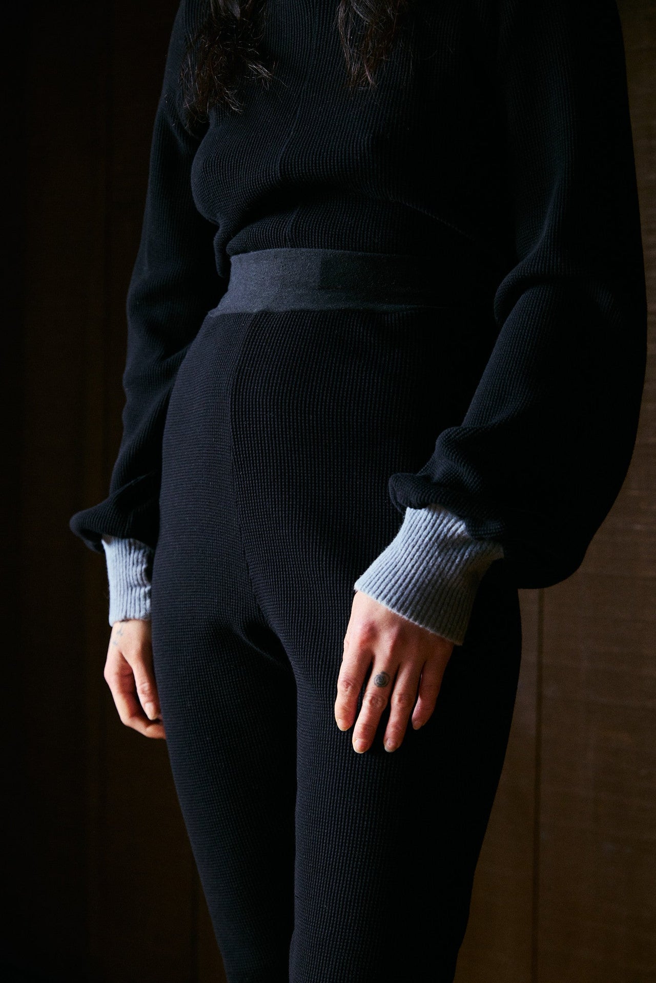 Natvand Bishop Sleeve Mockneck in US Organic Cotton Waffleknit