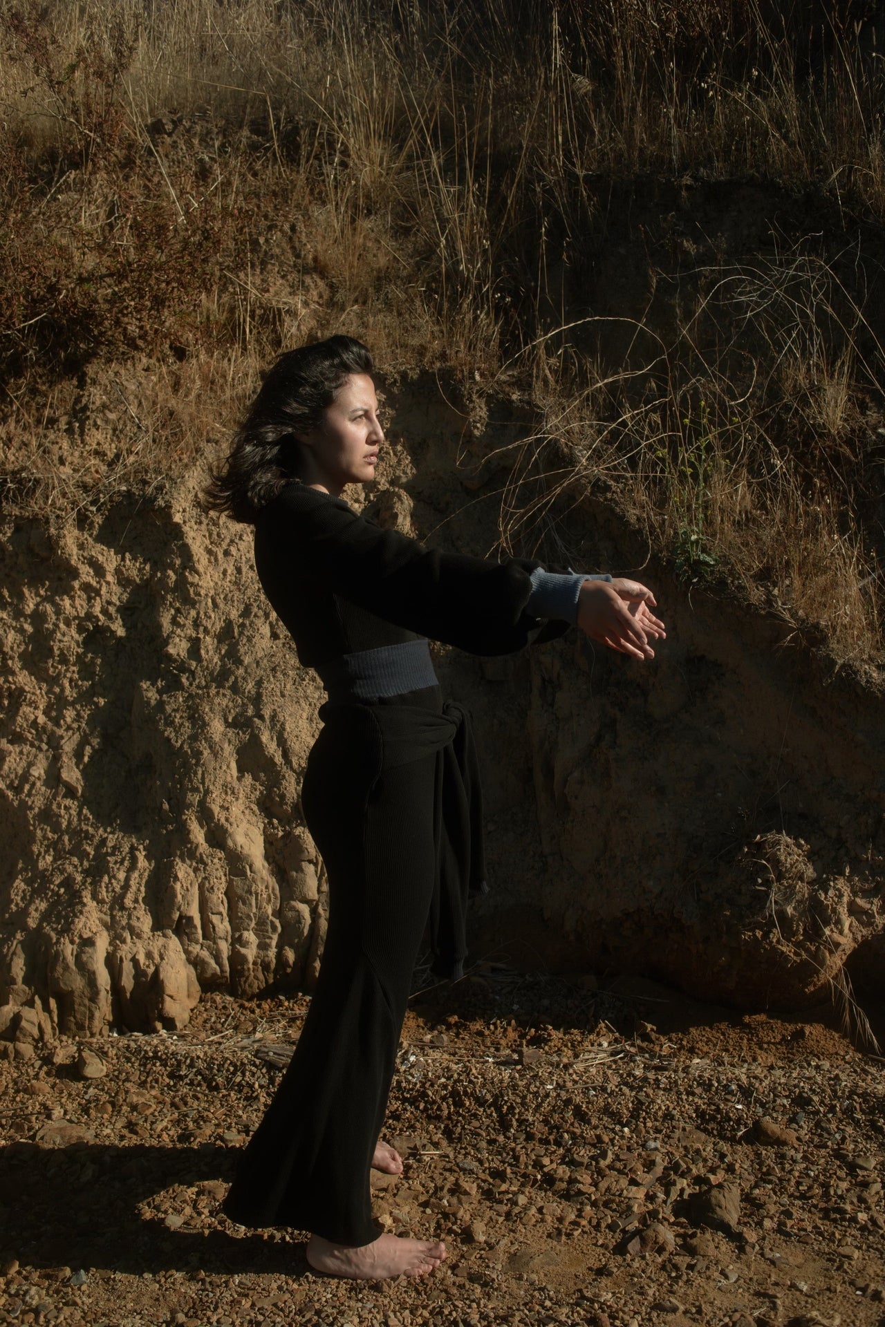 Natvand Bishop Sleeve Mockneck in US Organic Cotton Waffleknit