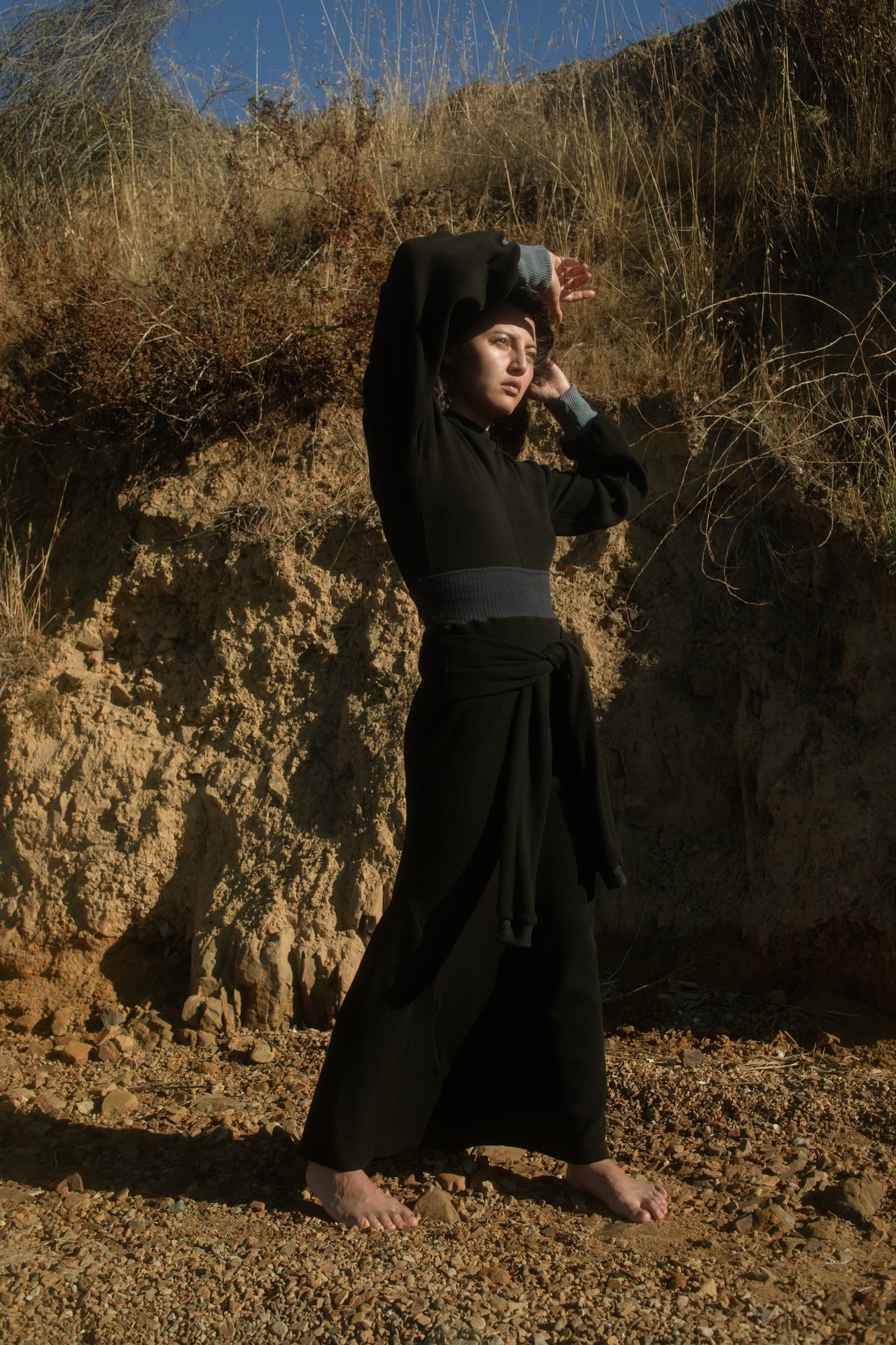 Natvand Bishop Sleeve Mockneck in US Organic Cotton Waffleknit