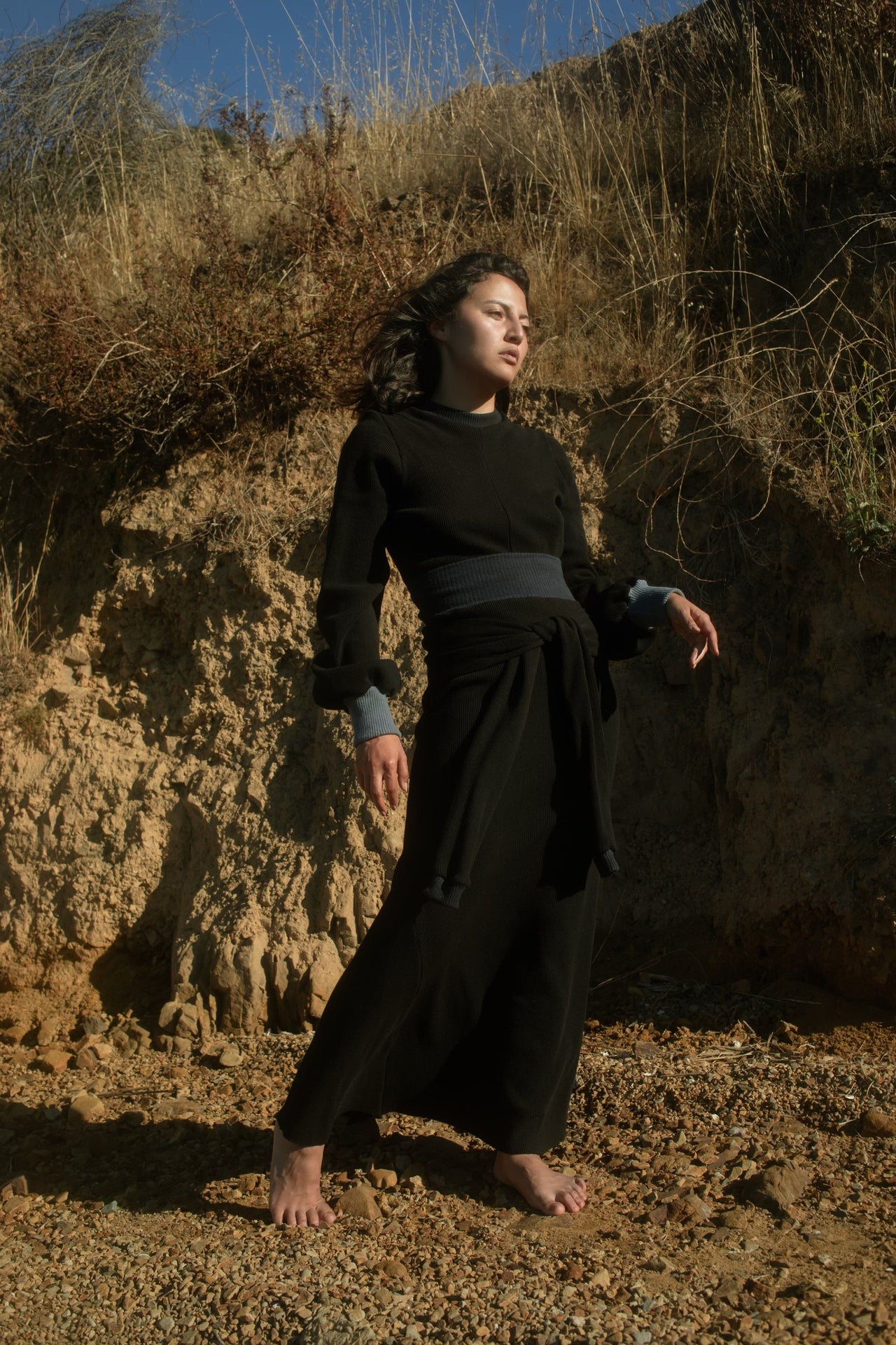 Natvand Bishop Sleeve Mockneck in US Organic Cotton Waffleknit