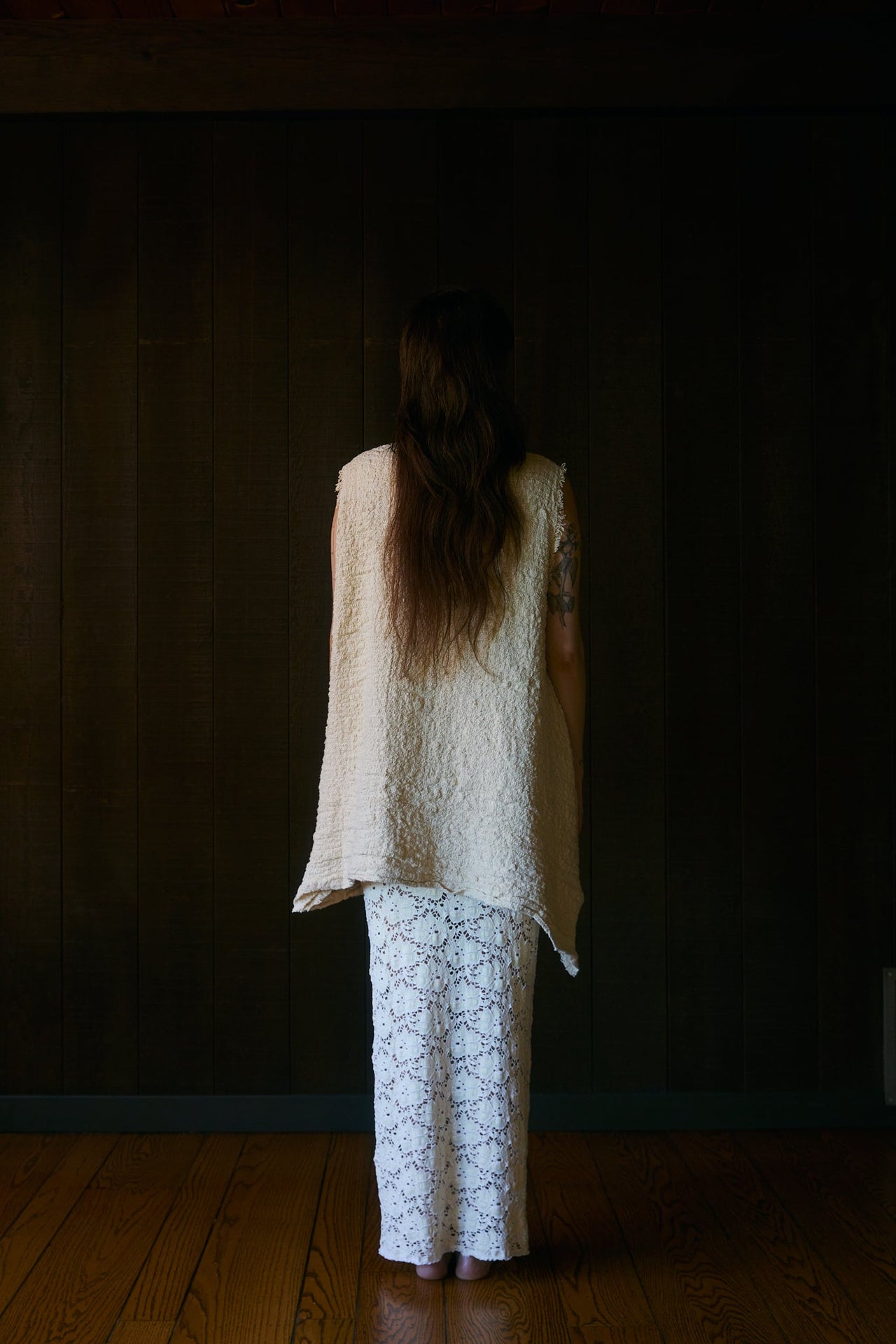 Olga Means Holy Funnelneck Sleeveless Dress in Handwoven Organic Cotton