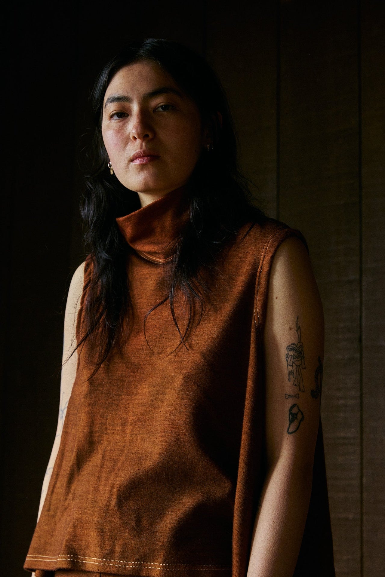 Slaka Relaxed Turtleneck Sleeveless in Rocky Mountain Merino Wool