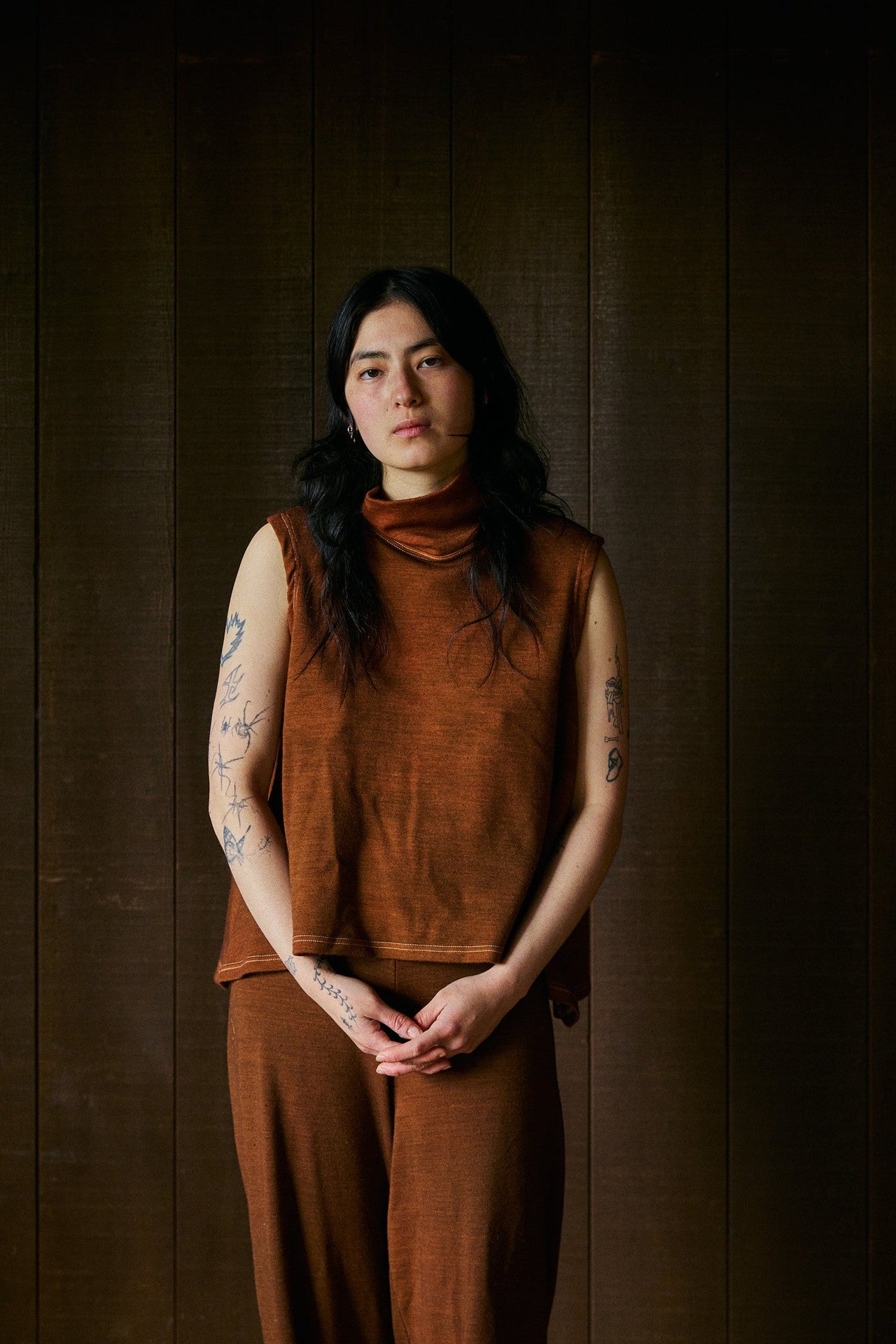 Slaka Relaxed Turtleneck Sleeveless in Rocky Mountain Merino Wool