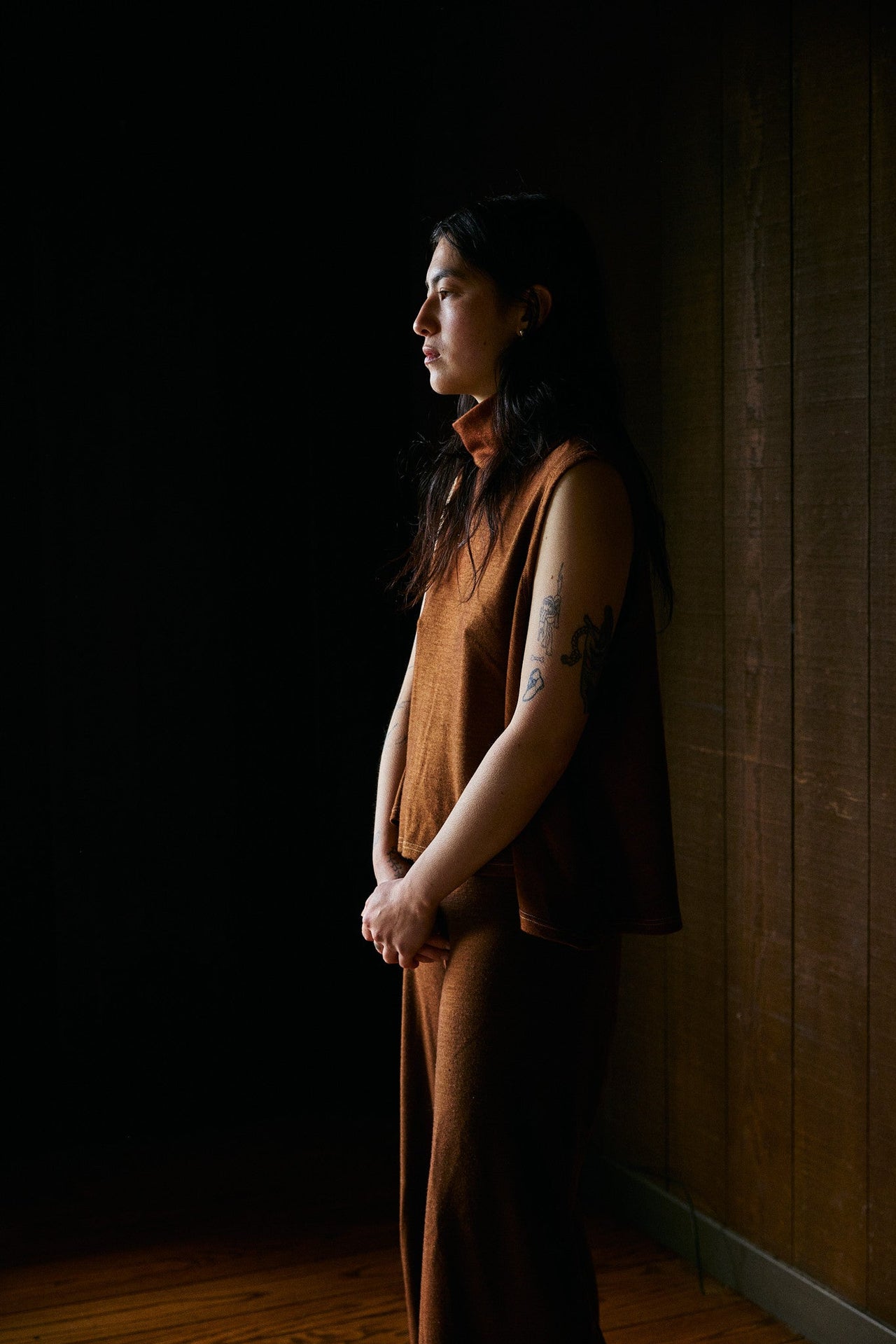 Slaka Relaxed Turtleneck Sleeveless in Rocky Mountain Merino Wool