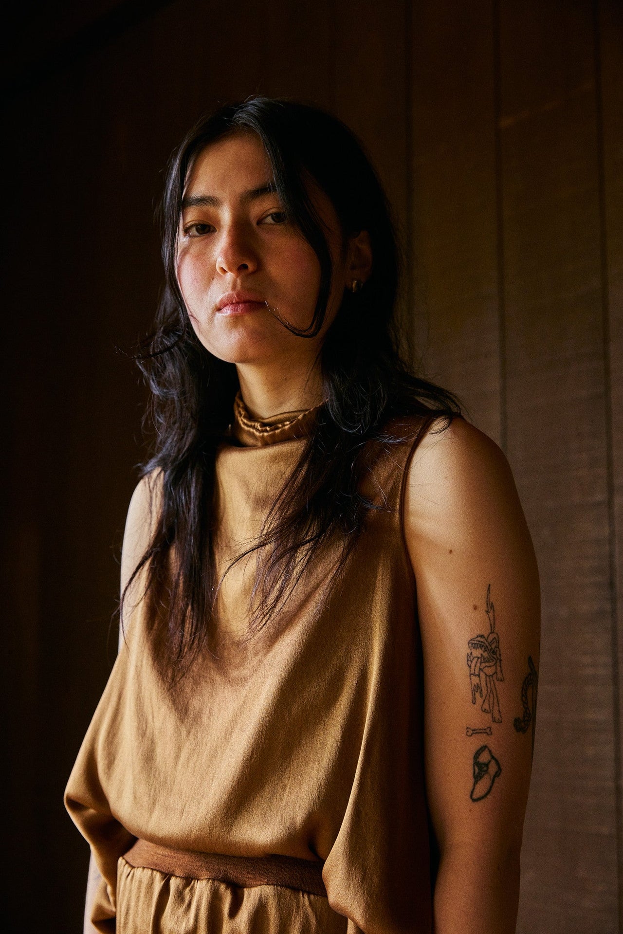 Slaka Slouch Funnelneck Sleeveless in Silk Charmeuse