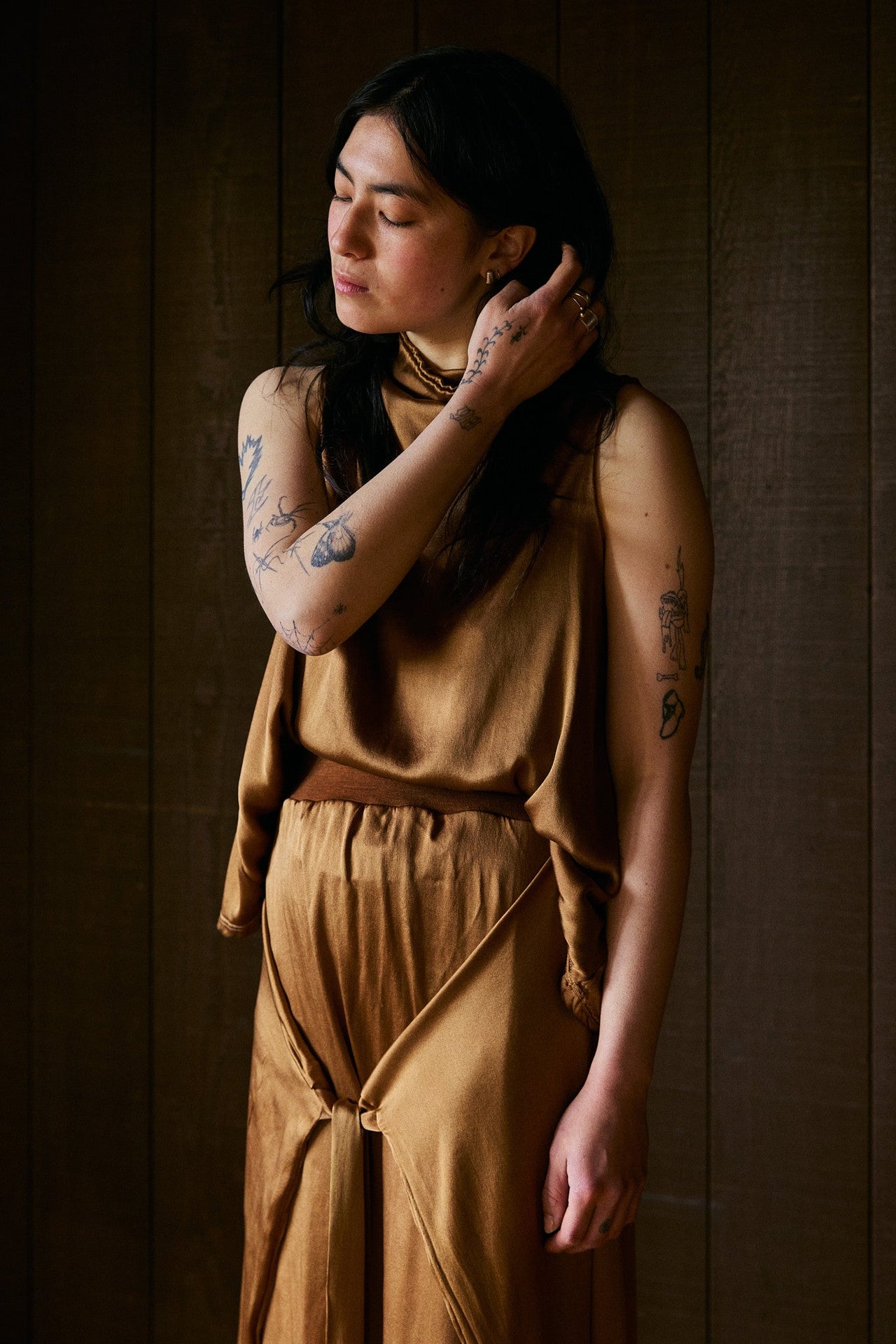 Slaka Slouch Funnelneck Sleeveless in Silk Charmeuse