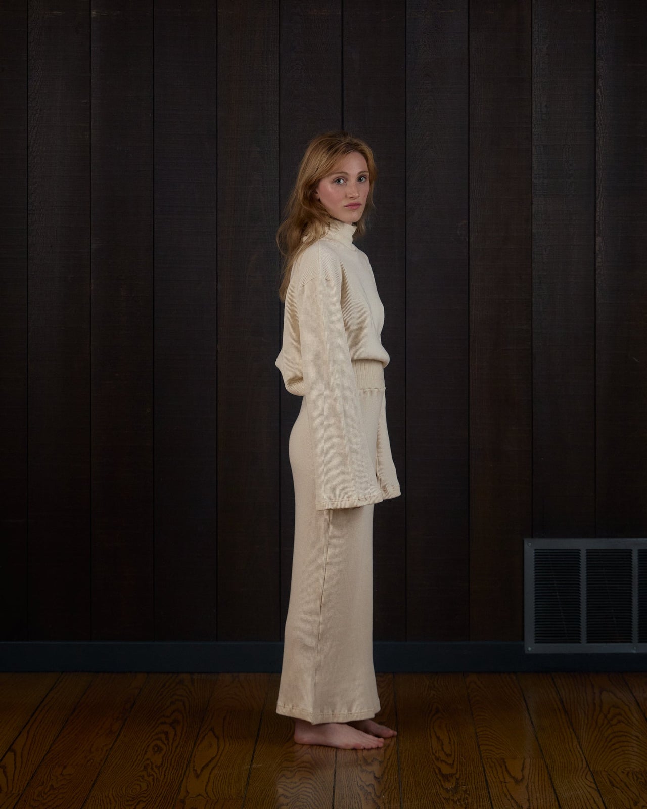 Thermal Pencil Skirt in US Organic Cotton Waffleknit