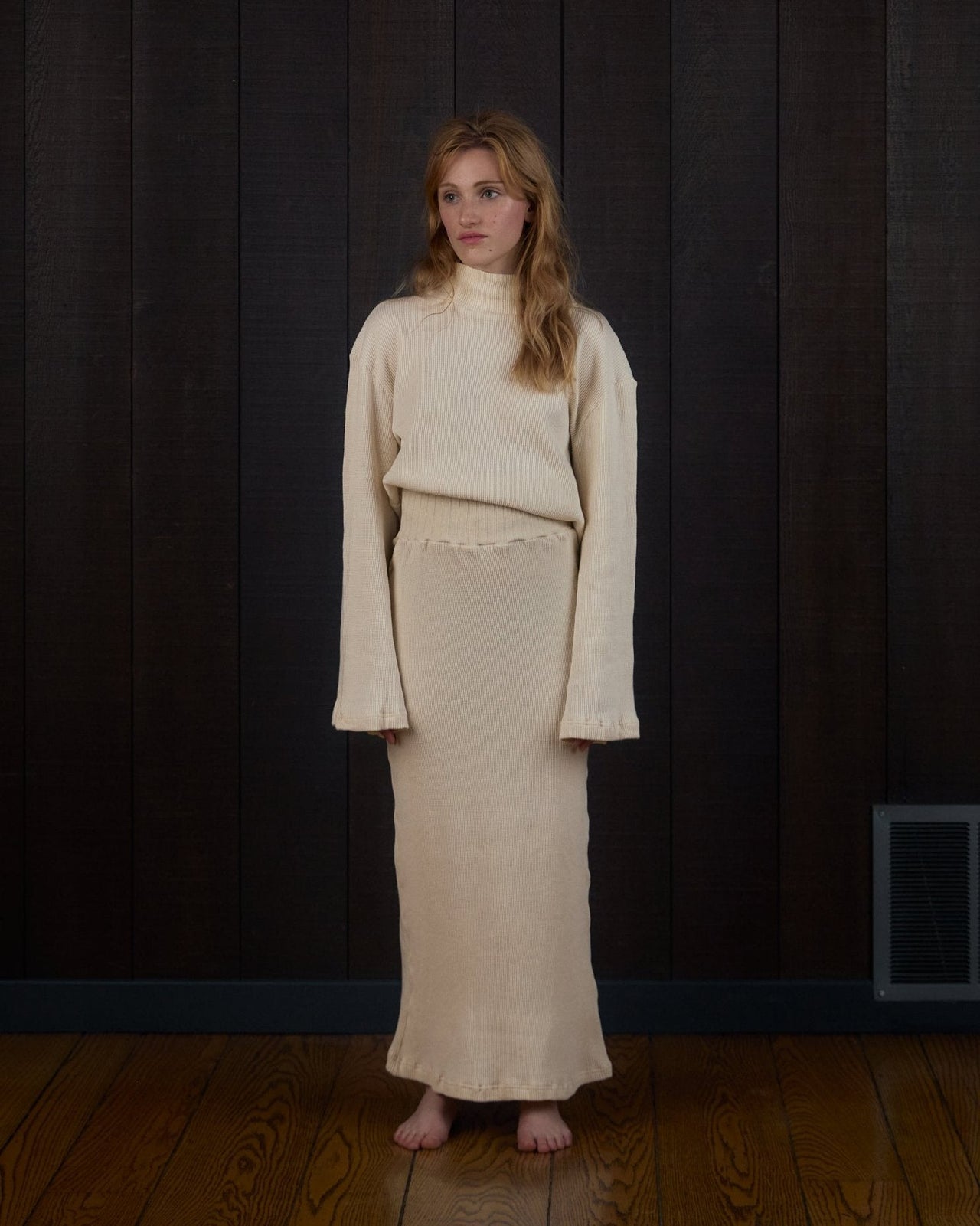 Thermal Pencil Skirt in US Organic Cotton Waffleknit