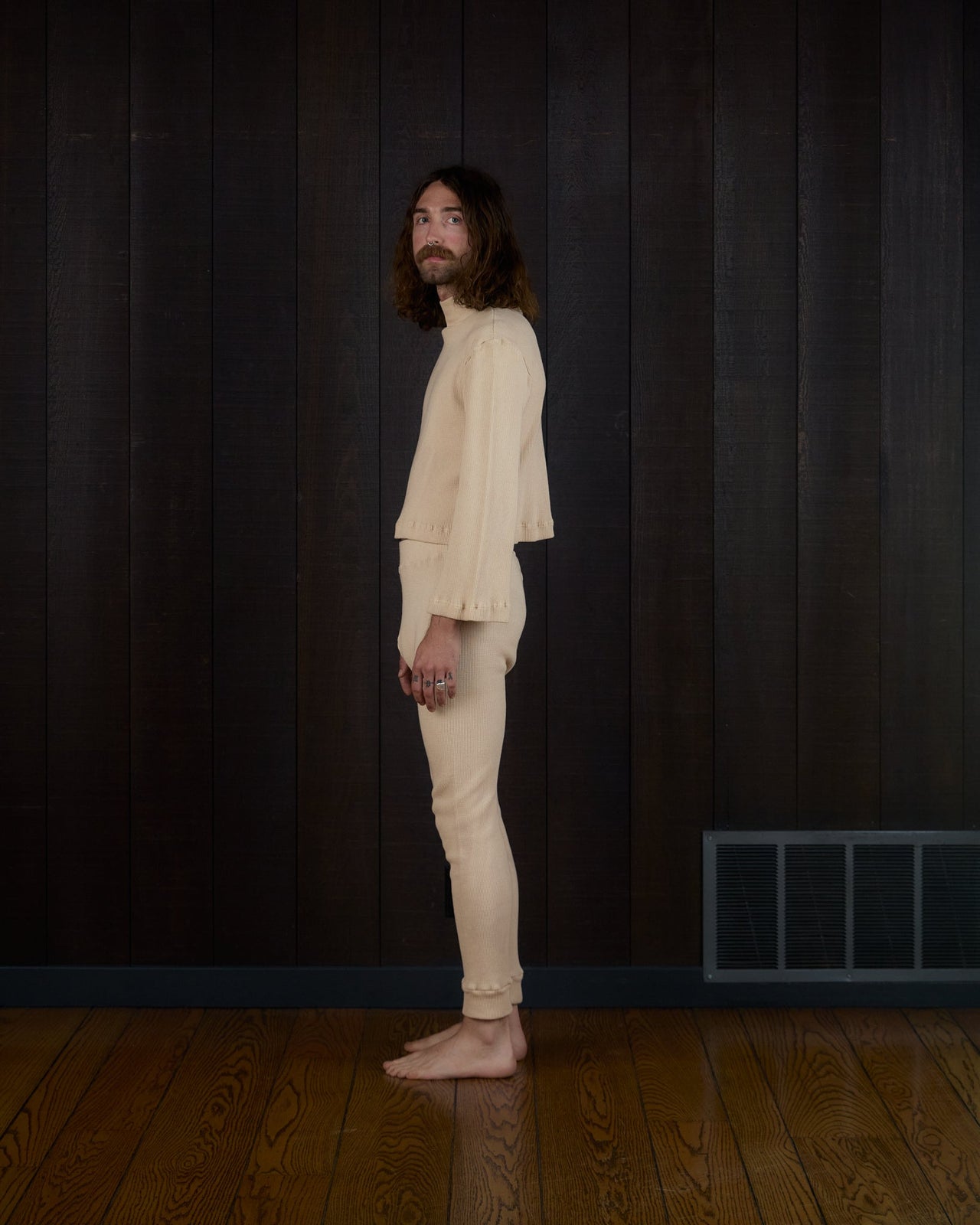 Tulip Sleeve Turtleneck Thermal in US Organic Cotton Waffleknit