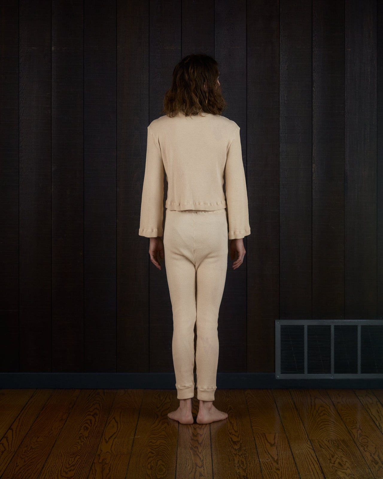 Tulip Sleeve Turtleneck Thermal in US Organic Cotton Waffleknit