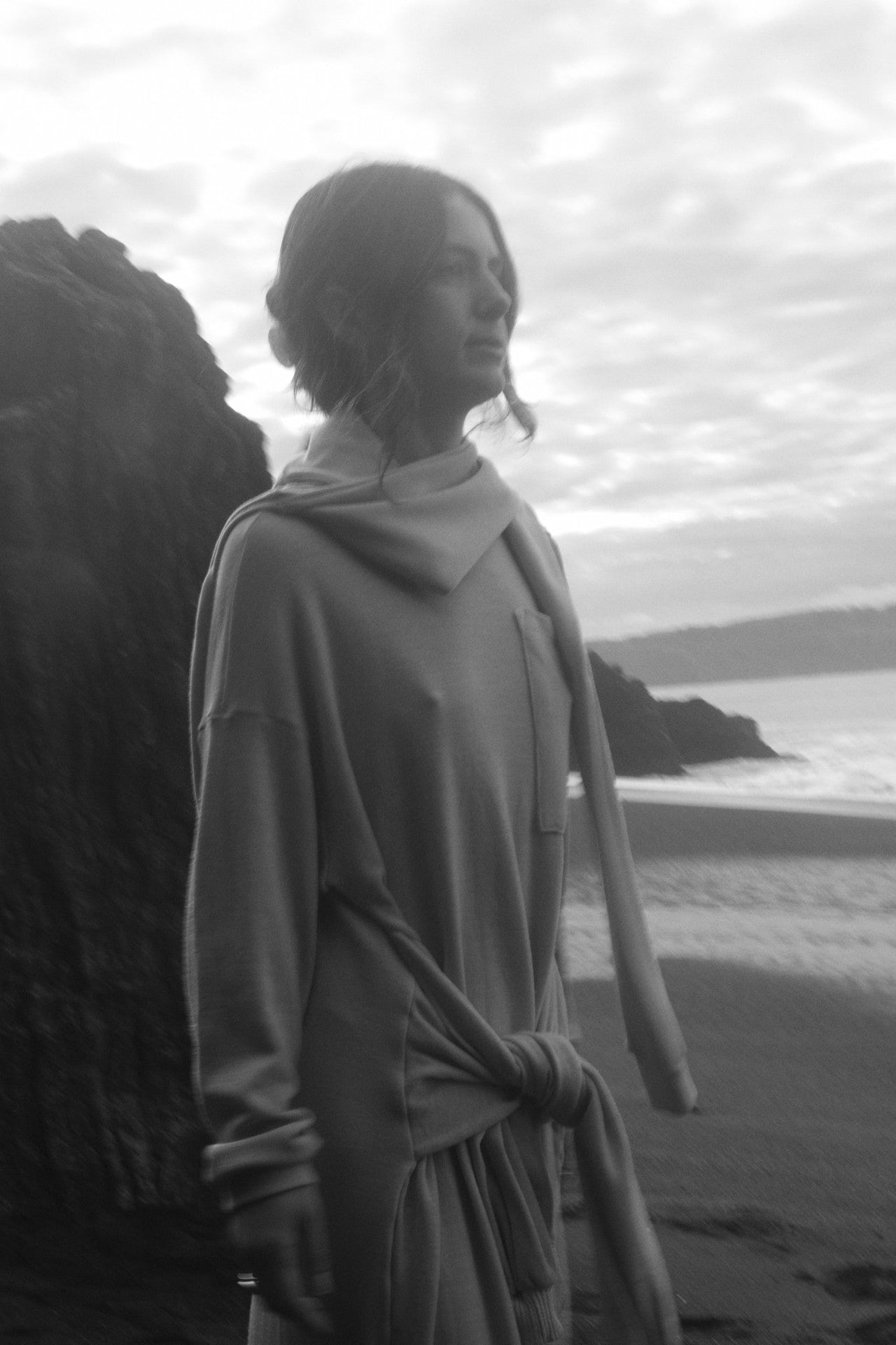 Wrapping Sleeves Midi Sweaterdress in Rocky Mountain Merino Wool